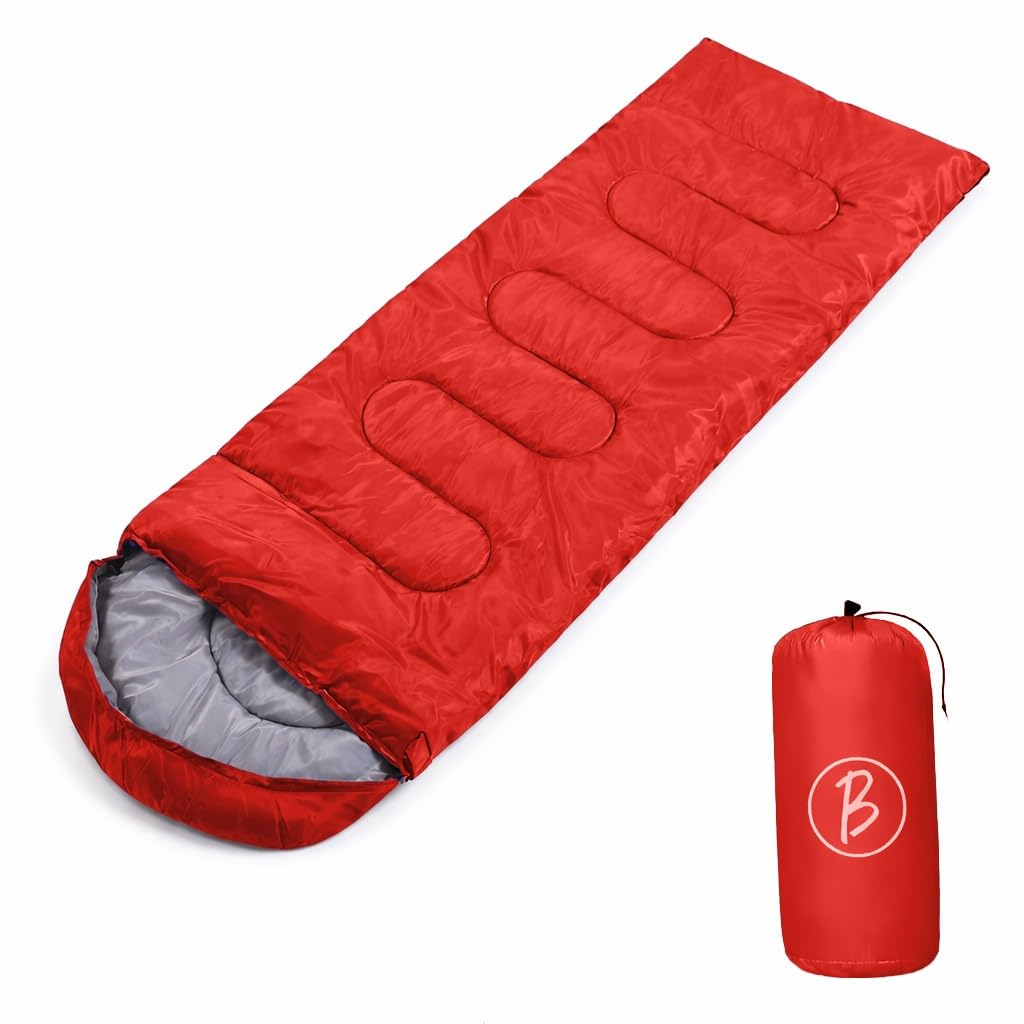 Sleeping Bag for Camping & Travel | Regular Size Lightweight Sleeping Bag (1kg) | Comfortable, Easy to Carry & Store. Pack of 1 (RED)-image-8