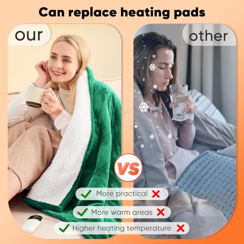 greenoak Cobertor aquecido elétrico 127 x 152 cm, cobertor de aquecimento com 10 níveis de calor 1/2