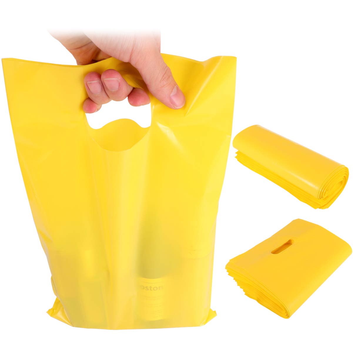 Lazyme 100 Sacchetti Spesa In Plastica Gialla - 30x50 Cm, Manici, Multiuso, Robusti