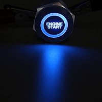 Vista 3 de ESUPPORT Interruptor de botón momentáneo de 12V para auto, vehículo, con luz LED azul, carcasa negra, interruptor de encendido de motor, enchufe