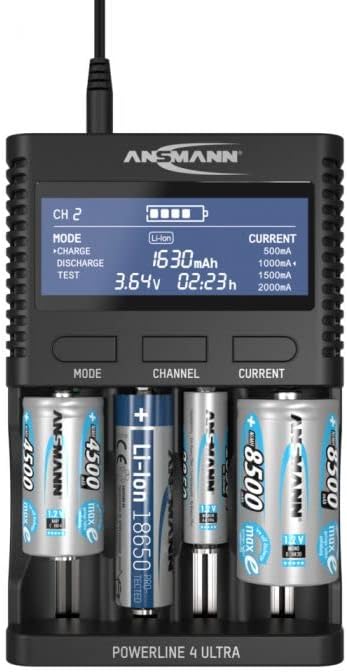 Ansmann Powerline 4 Ultra display showing battery information