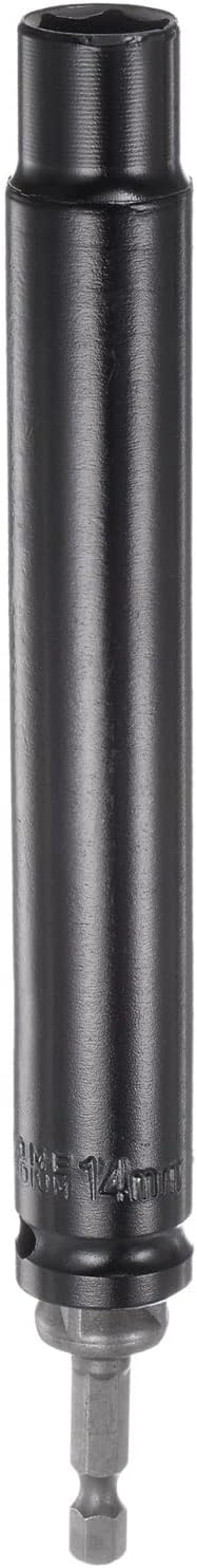 HARFINGTON Extra Long Hollow Socket, 14mm x 150mm Deep Well Impact Nut Driver with 1/4" Quick-Change Hex Shank Power Drill Adapter