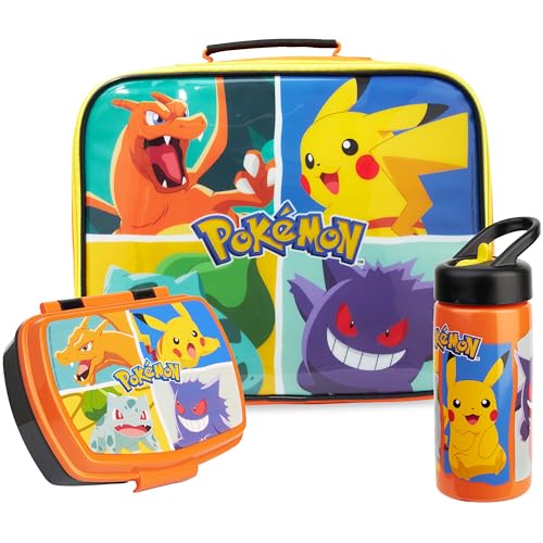 Get Trend Pokemon Insulated Lunch Bag Set for Kids 3 Pcs BPA Free Lunch Box 420ml Water Bottle with Straw & Food Bag Boys Anime Travel Picnic Nursery & School Supplies (Multi Pokemon)