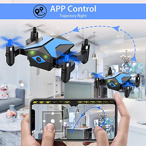 Mini Drone With Camera - Drones For Kids Beginners , Rc Quadcopter With App Fpv Video, Voice Control, Altitude Hold, Headless Mode, Trajectory Flight, Foldable Kids Drone, Boys Gifts Girls Toys-Blue #TOP5