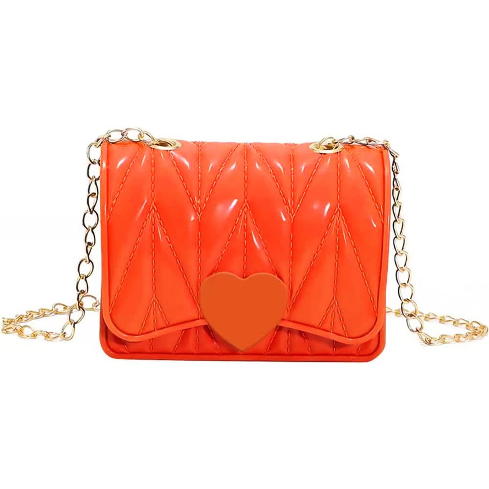 JUCHAO Little Girl Mini Shoulder Bag, Toddlers Girls' Kids Purse Crossbody Heart Purse for Kids Girls (Orange)