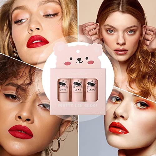 Kdhgoo VELVET LIP GLOSS Cute Bears 3 Pack Lip Glaze Lipstick Deep Lip Stain Long Lasting Waterproof Matte Lip Gloss Kit Nude Beauty Makeup thumb #6