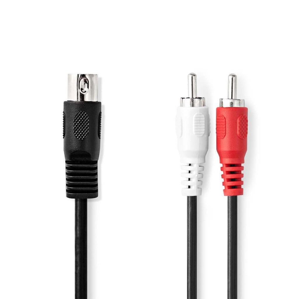 NEDIS Cavo audio stereo, 2 connettori RCA | 2 connettori RCA | nichelato | 1.00 m | rotondo | nero | sacchetto di plastica