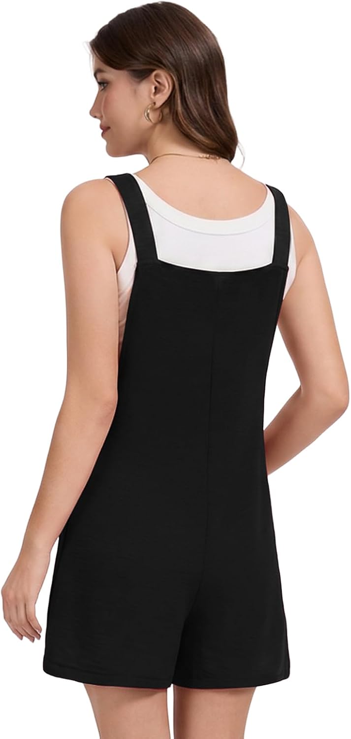 Nfsion Womens Casual Overalls Baggy Wide Leg Short Jumpsuits Lightweight Comfy Rompers Outfits with Pockets