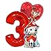Marshall Geburtstags Set Folienballon Luftballon Paw Patrol Team Hunde Riesenzahl 3 Hund Kindergeburtstag Deko Dekoration Mottoparty Party Herz Marschall Ballon (Zahl 3)