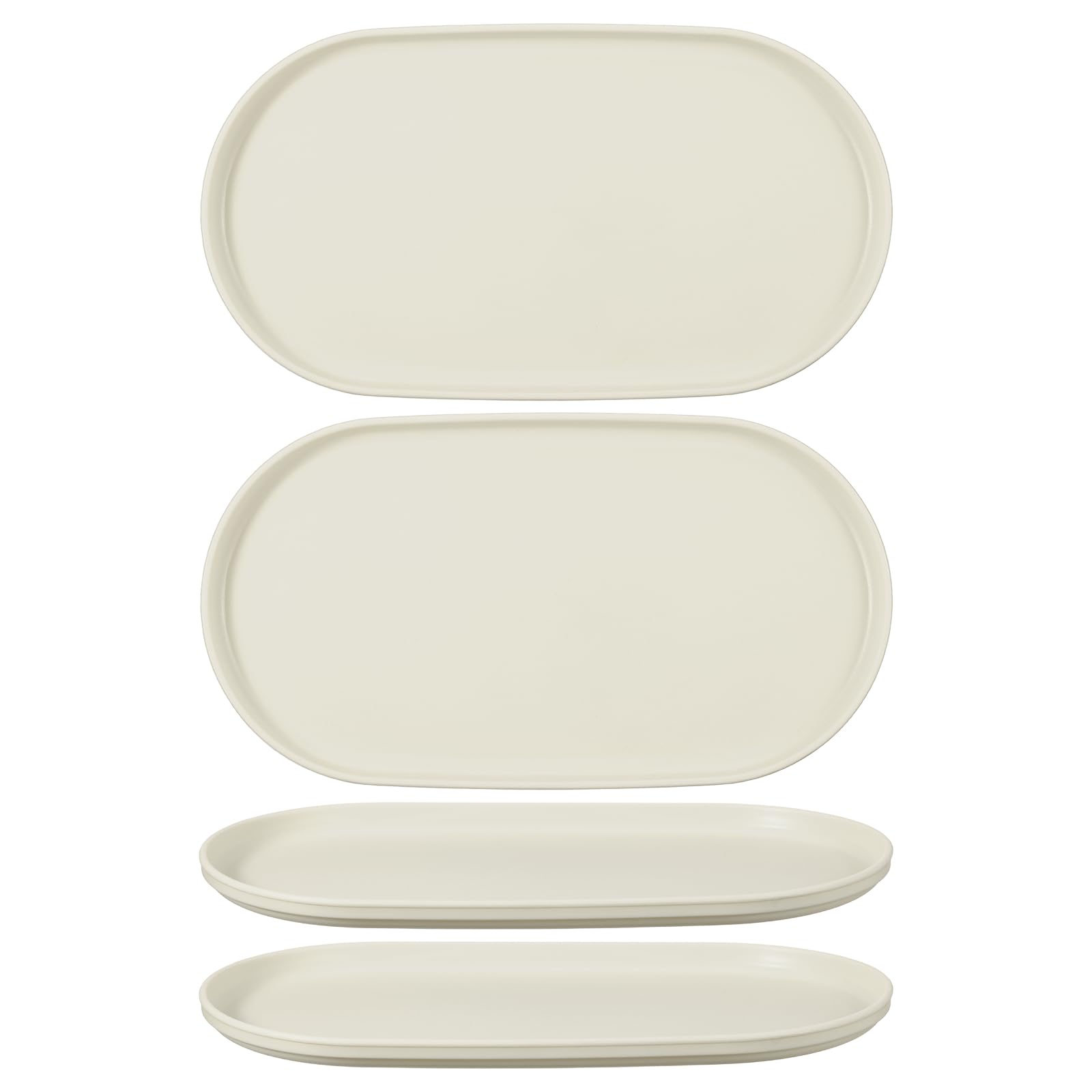 sourcing map 4Pcs Fast Food Serving Trays, 30.5x16.8cm Oval Reusable Restaurant Serving Trays for Kitchen Restaurant Coffee Fruit Burger Lunch Dessert, Creamy White