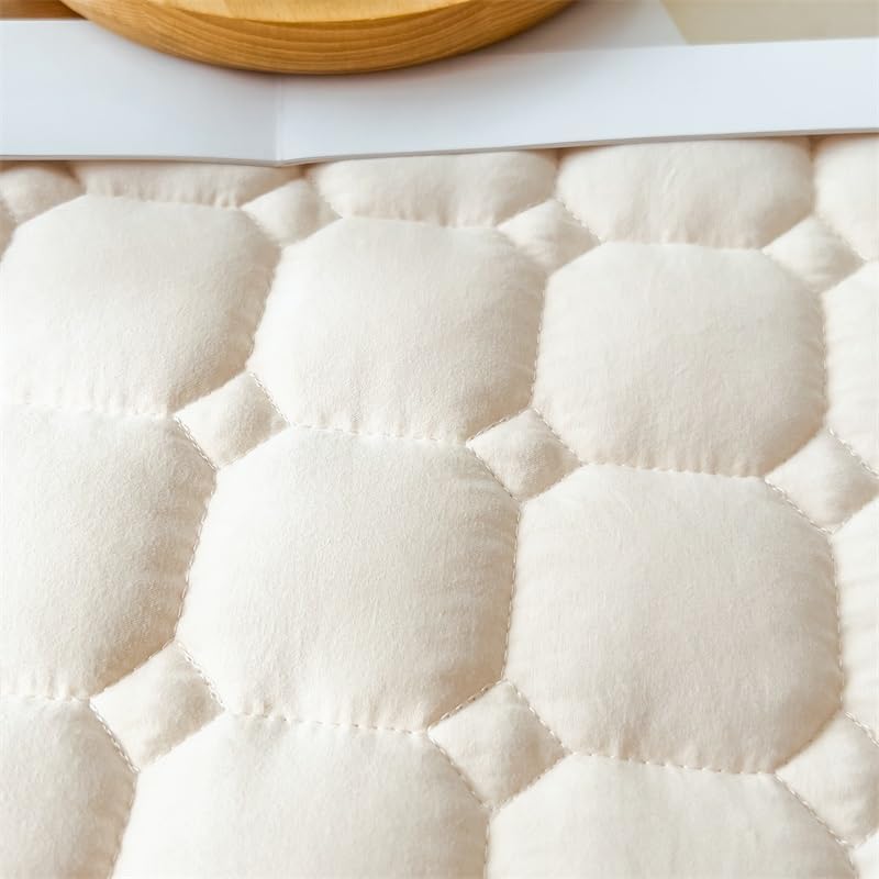 Waterproof Mattress Topper Mattress Protector Quilted Bed Topper Soft Texture Mattress Encasement Pad Soft Mattress Pad Cover with Elastic Straps (Color : White, Size : 150x200cm(59x79inch))