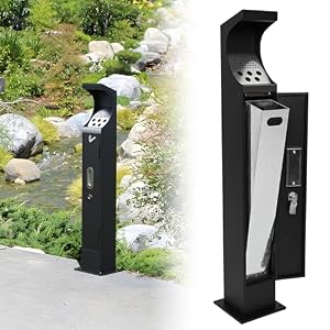 lukar Galvanized Steel Trash Receptacle Disposal Outdoor Standing Trash Can