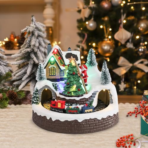 Casas de vila de Natal - Vila de casas de Natal - Estatueta colorida de aldeias de Natal com Papai N