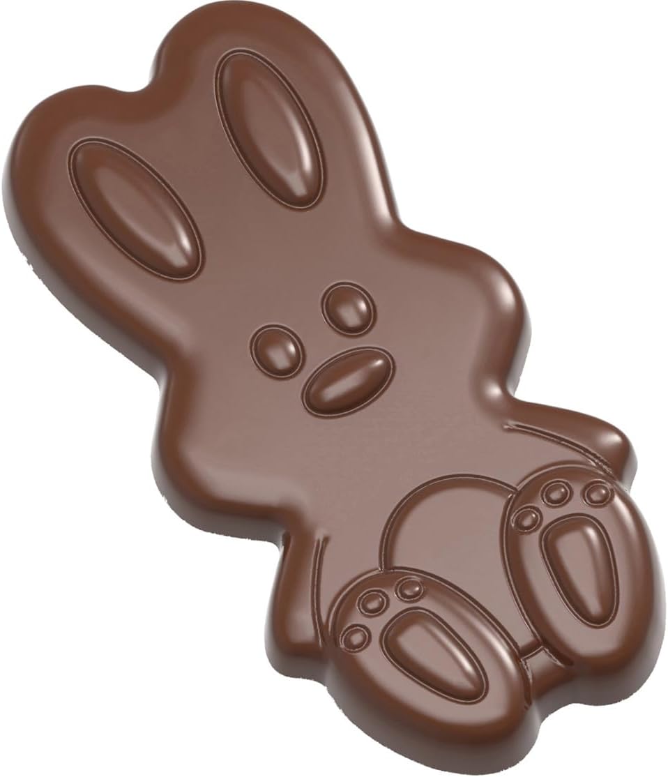 12136 Clear Polycarbonate Candy Mold with 2 Bunny-Tablet Cavities 71mm x 140mm x 13mm High