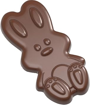 12136 Clear Polycarbonate Candy Mold with 2 Bunny-Tablet Cavities 71mm x 140mm x 13mm High