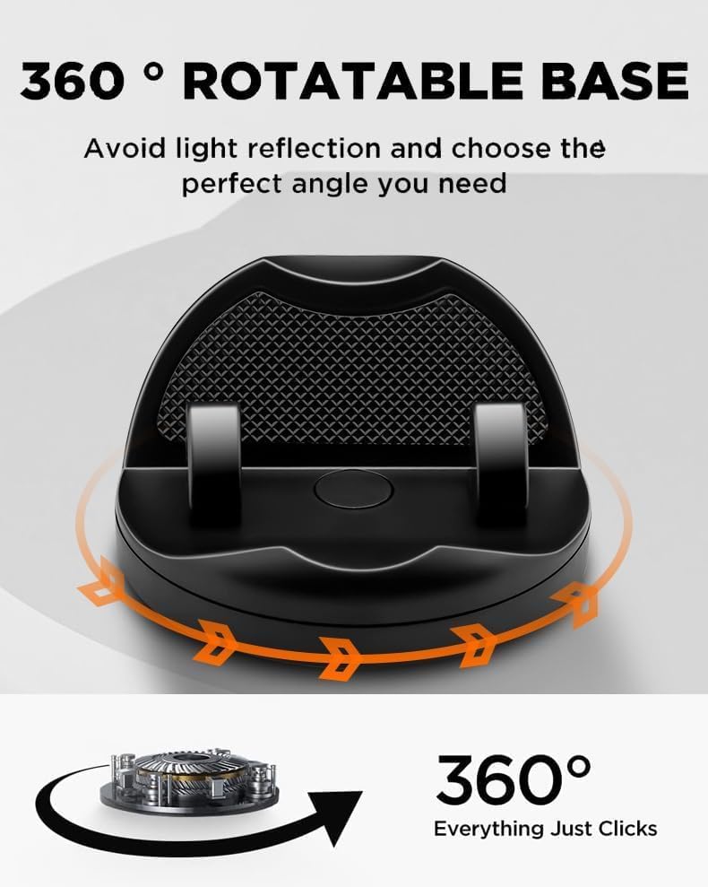 Image of Universal 360 Car Mobile Holder Non-Slip Dashboard Silicone Phone Mount, Adjustable for Landscape /Portrait View, Compatible with All Smartphones (Black)