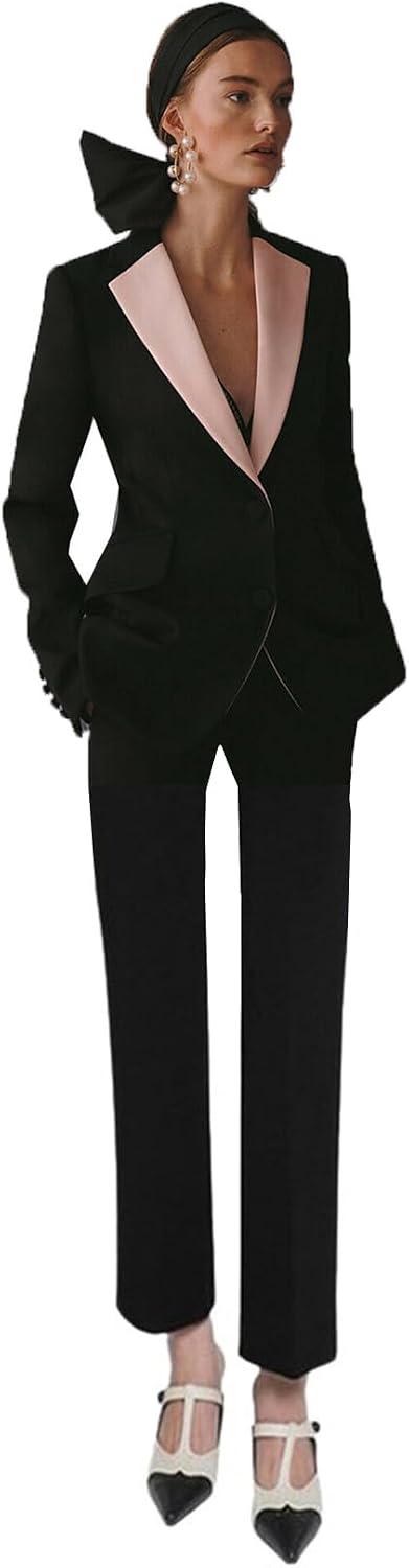 Women's Office Lady Suit Two Pieces Set Two Buttons Jacket with Pants for Formal Business