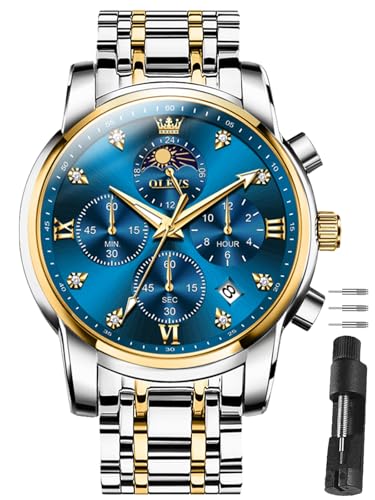 Image of OLEVS Watches for Men Dress Chronograph Luxury Stainless Steel Big Face