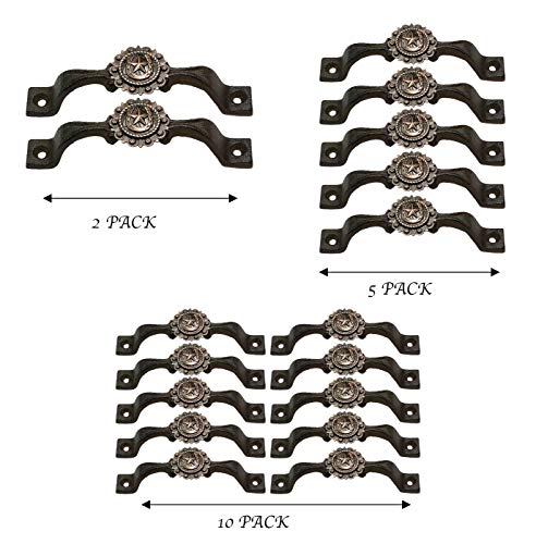 Urbalabs Cast Iron Kitchen Cabinet Handles And Drawer Pulls Western Concho Cross Horseshoe And Star Country Home Rustic Decor Farmhouse Cabinet Handle Cabinet Knobs (10, Copper Horseshoe And Star) #TOP2