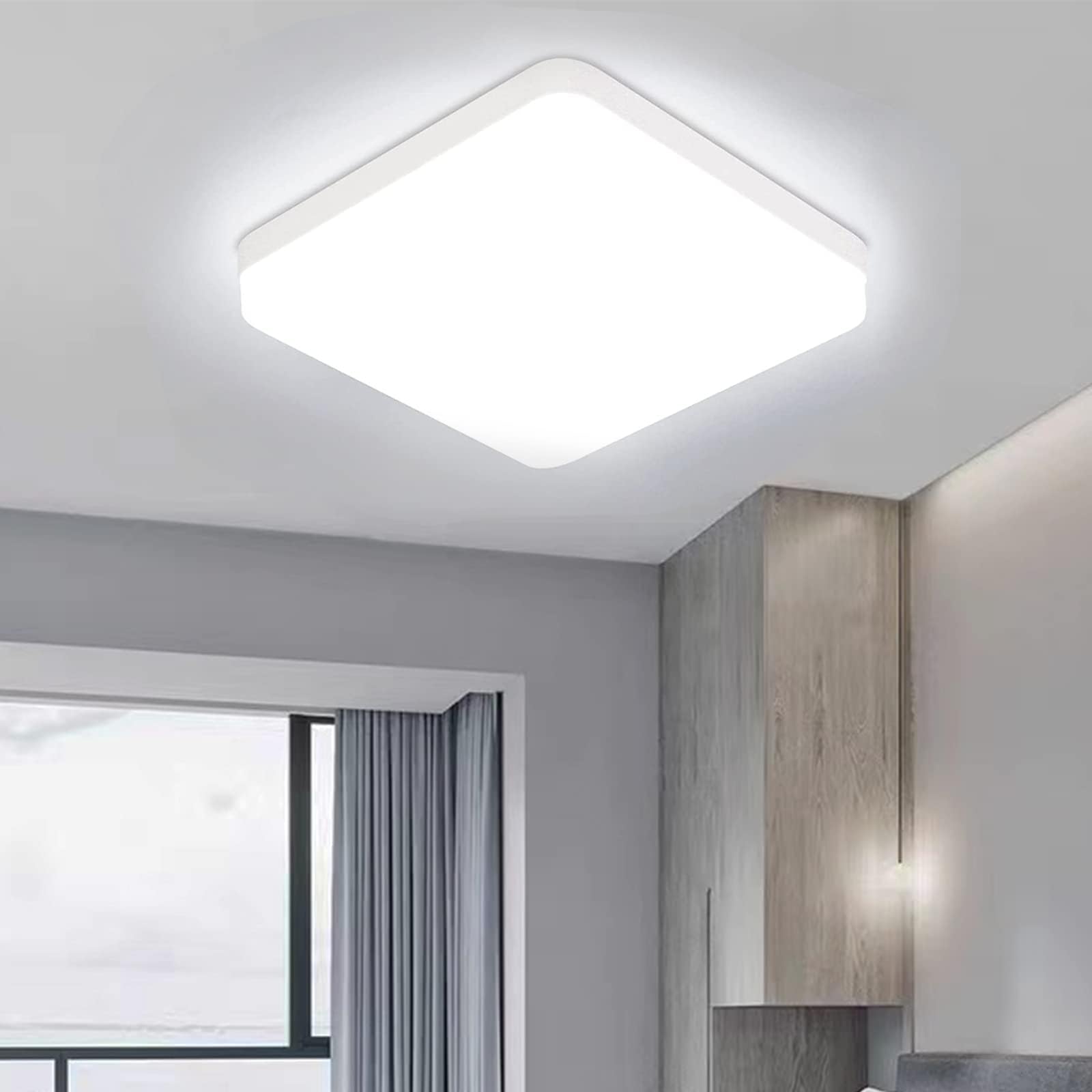 Led Ceiling Light 36W Bathroom Lights Ceiling Square 6500K Daylight Modern White 3240LM Bright IP44 Waterproof Flush Mounted Lighting Fixture for Bedroom Living Room Kitchen Ultra Thin