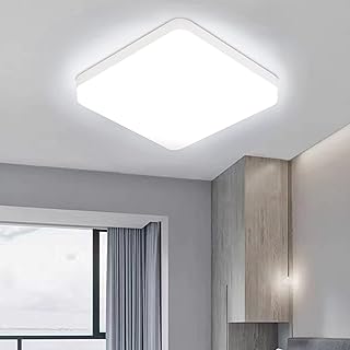 Led Ceiling Light 36W Bathroom Lights Ceiling Square 6000K Daylight Modern White 3240LM Bright IP44 Waterproof Flush Mounted Lighting Fixture for Bedroom Living Room Kitchen Ultra Thin Ø 9*H 1.3 in