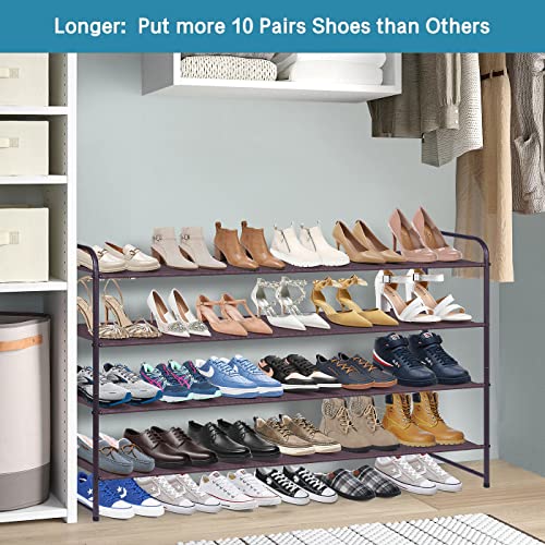 Kimbora 4 Tier Long Shoe Rack For Closet, Wide Shoe Storage Organizer Stackable Shoe Shelf For Floor, Bedroom 30-Pairs (Bronze) #TOP3