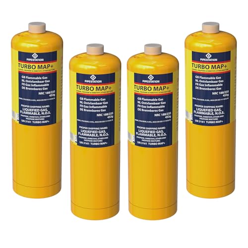 4X Mapp Gas Canister – 453g Each – Map Pro Plus Gas Bottle with CGA600 Connection for Blowtorch – Map Cylinder Cartridge for Soldering Blow Torch – Compatible with Rothenberger Superfire 2