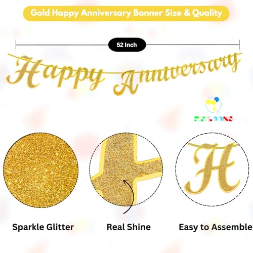 Image of Flyloons 35th Happy Anniversary Decoration Items Red Gold for Men Women Husband Wife Mom Dad Parent Couple Home Bedroom Car With 20 Pcs Metallic Balloons Anniversary Banner 2 Pcs Heart Set Kit