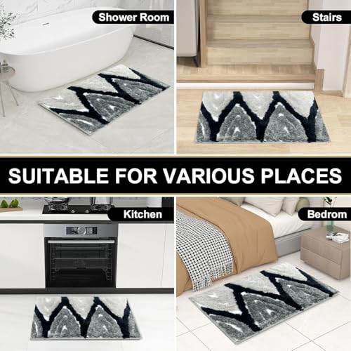 Image of Venice Soft Microfibre Solid Mat for Office /Floor /Home /Bathroom /Bedroom /Kitchen (40x60 cm) 2000 GSM Super Absorbent Anti-Skid Bath Mats (Pack of 1) Grey