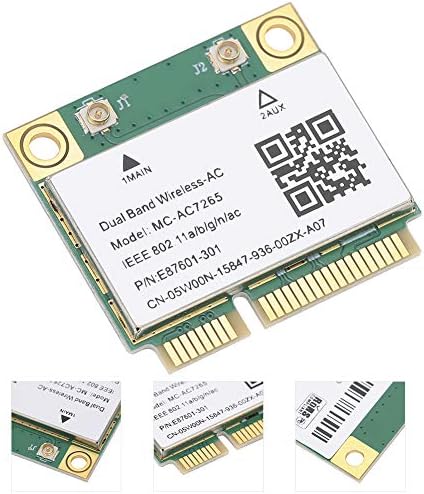 PCIe Network Card, 2.4G/5G Dual Frequency Band, MCAC7265 Chip Bluetooth 4.2 Wireless Wifi Network Adapter for Mini PCIE Half Height Card Slots 1200Mbps