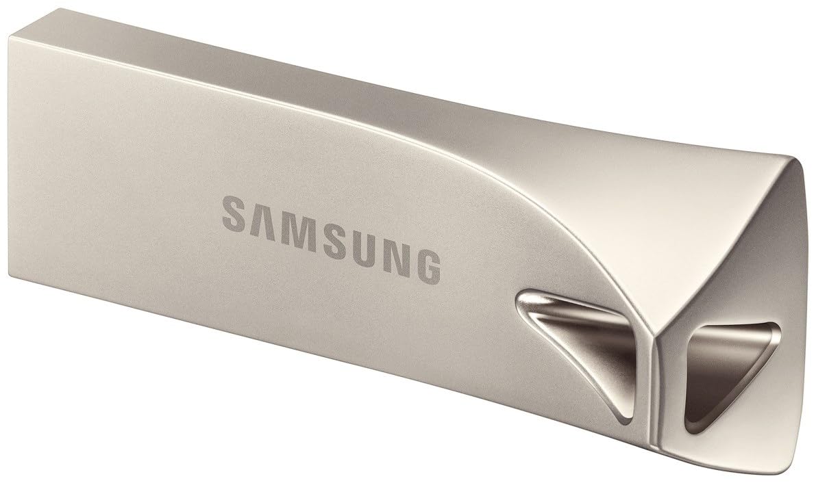 Samsung BAR Plus MUF-512BE3/APC - Chiavetta USB 3.2 GB, 400 MB/s in lettura, 110 MB/s in scrittura, resistente USB 3.2 con anello portachiavi, colore: argento champagne