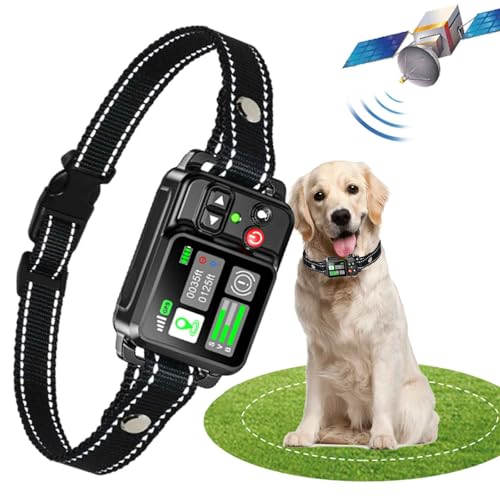 Collier en Cuir de citronnelle Système de clôture de Chien sans Fil GPS-Clôture de Chien électrique avec Technologie de Satellite électrique GPS, Gamme de...