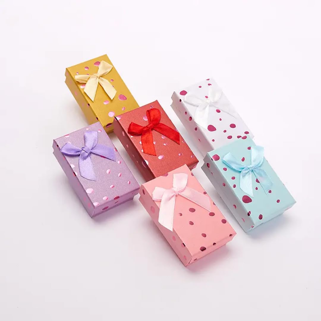 WARMINGO DE 4 Pc Paper Gift Boxes Set | Multicolor Jewellery Gift Box for Rings Earrings Pendants | Valentine & Return Gift Packaging (CHAIN PENDANT SET BOX)