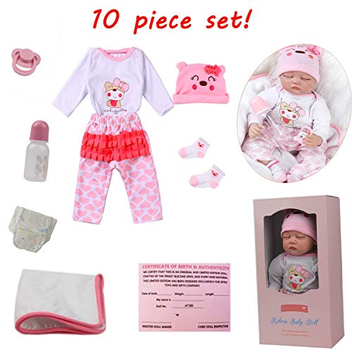 antboat 22 Zoll 55cm Lebensechte Reborn Baby Puppen Mädchen Reborn Baby Silikon Weiches Silikon Neugeborenes… – Bild 3