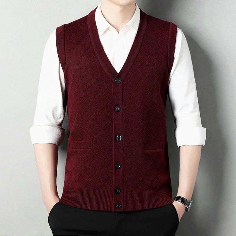 Men's Thickened Casual Sweater Tank Top Autumn and Winter Warm Men's Cardigan knitted vest for man3