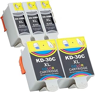 4 XL (2 SETS) Compatible Kodak 30XL (30B & 30CL) Ink Cartridges for Kodak Hero 2.2 3.1 4.2 5.1 ESP 1.2 3.2 C100 C110 C115 C300 C310 C315 C330 C360 Office 2100 2150 2170 - Black/Colour, High Capacity