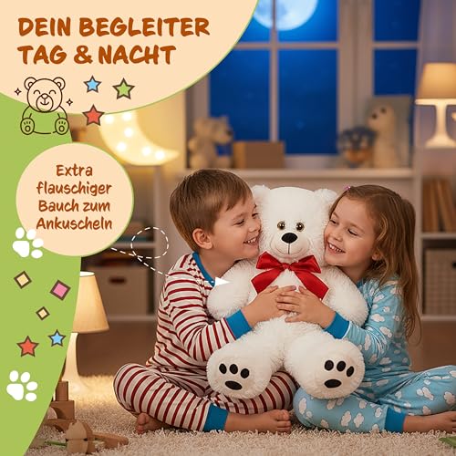 monzana Teddybär L 50 cm Weiß, weiches Kuscheltier aus Plüsch – Ansicht 6