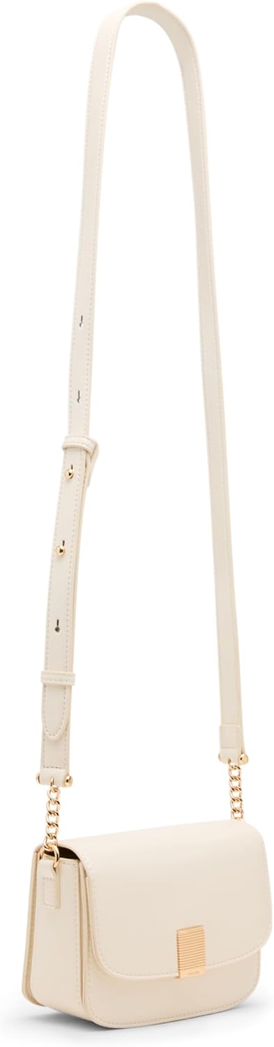 Anne Klein Womens Patent Flap Crossbody, Pearl White - Image 3