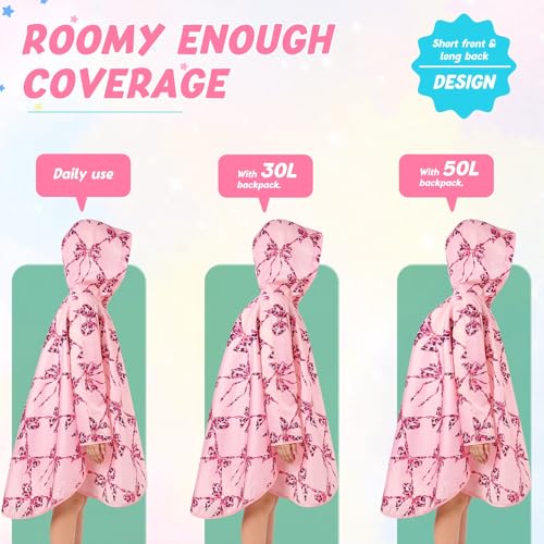Image of WAWSAM Lightweight Rain Poncho Kids, Ponchos for Kids Waterproof Reusable Hooded, Kids Poncho Rain Jacket for Boys and Girls