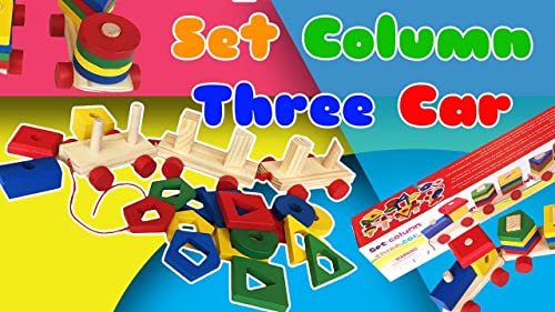 Image of PLUSPOINT Wooden Shape Sorting & Stacking Block Train Toy Colour sorter and Stacking Game Block Puzzle Toy Pull Early Learning Educational Toddler Gift for 3 Year+ Kids (Shape Sorting Train)