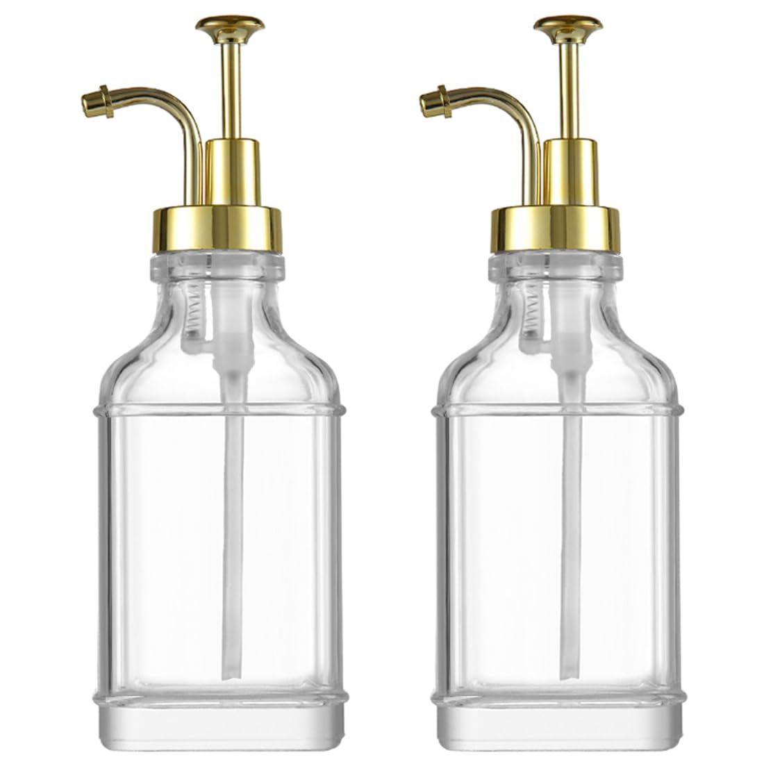UDSKNV[KSL Transparent Glass Liquid 500ml Coffee Syrup Dispenser Container Bottle with Pumps and Soap Dispenser for Bathroom 2pc A