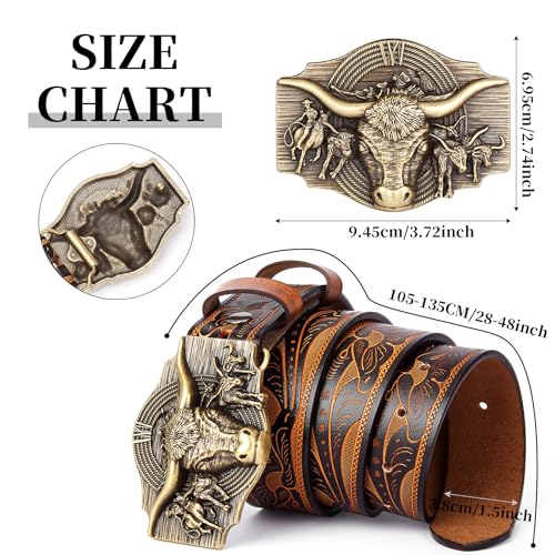 Western Leather Belt for Men Women Cowboy Cowgirl Mens Buckle Belt for Jeans, Country Belt, Ideal Men's Gifts4