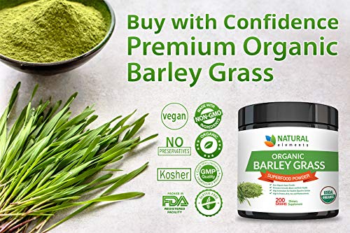 Barley Grass Powder - Usda Certified Organic Barley Grass Powder - Non-Gmo, Vegan, And Non-Irradiated - Rich In Antioxidants, Protein, Fiber, Minerals, Chlorophyll, Amino Acids And Protein - 200 Grams #TOP1