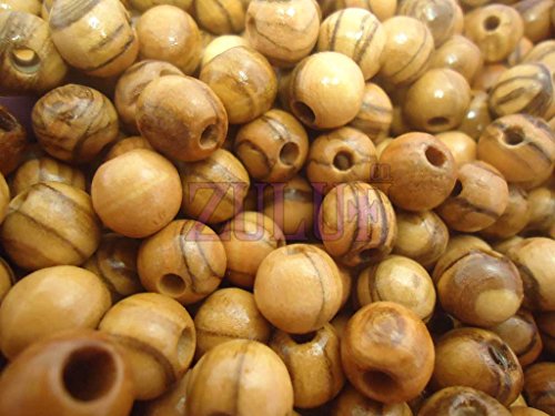 ZULUF 7mm Natural Olive Wood Holy Land Brown Wooden Beads for Jewelry Making (60pcs) Wood Rosary Beads from Jerusalem Bethlehem Bracelet & Craft Supplies BEAD004