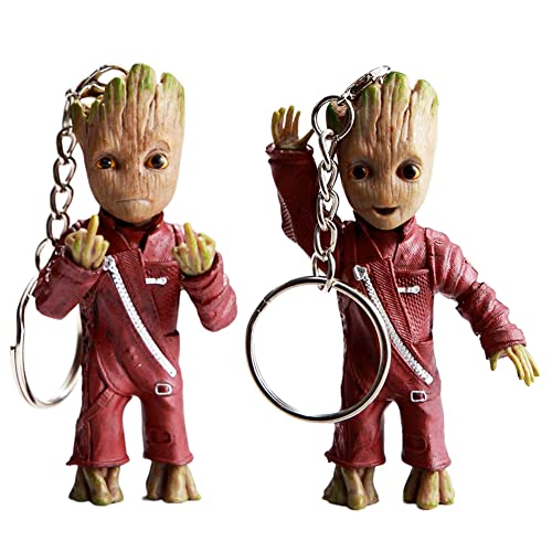 FISAPBXC 2 pcs Porte-clés de Dessin Animé, Baby Groot Porte Clés, 3D Porte-Clés Enfant, Figurine Porte Clés, Enfants Clé Pendentif, Pendentif Porte-clés de Dessin Animé Cover