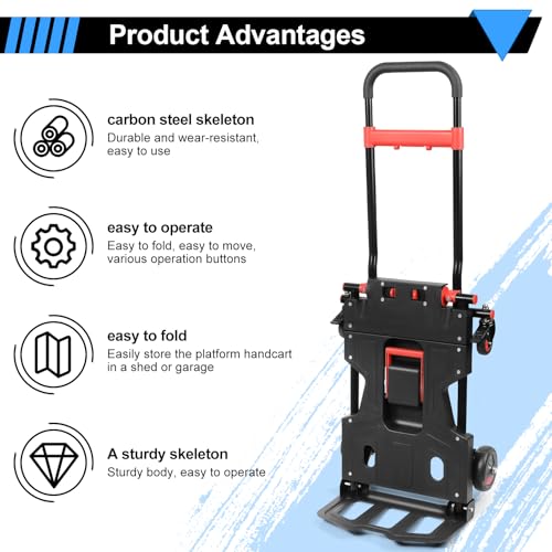 Carretilla Plegable 3 en 1 con 4 Ruedas 150 kg miniatura 6