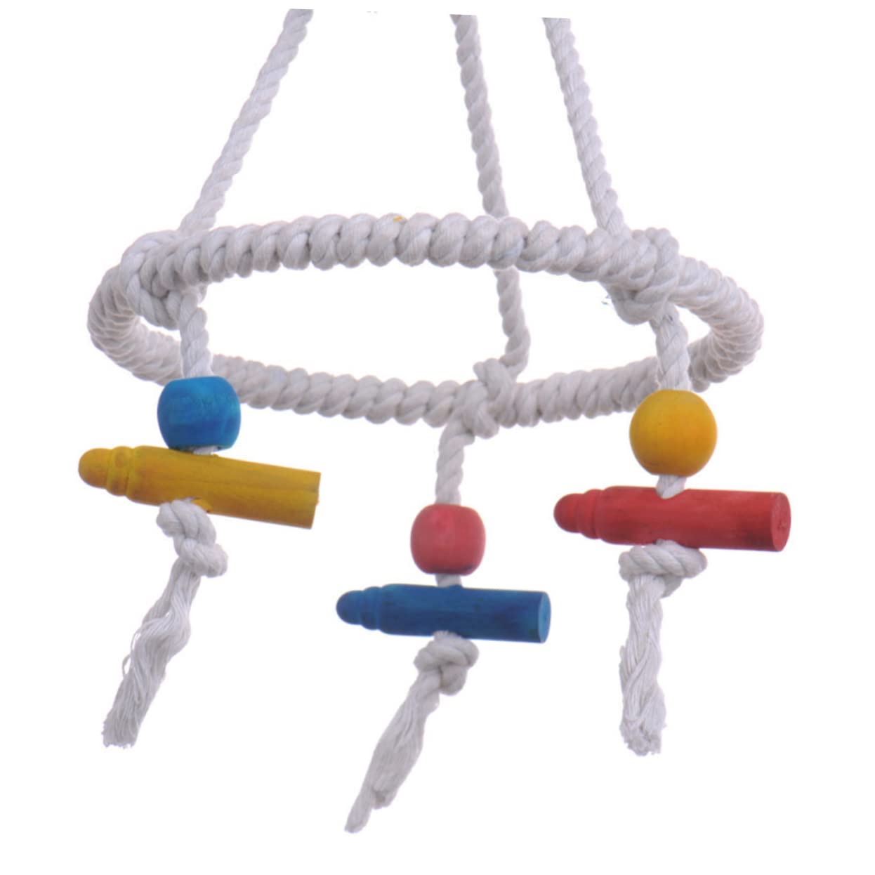 FRCOLOR 3 Piezas de Juguete Columpio para pájaros, Accesorios para jaulas de pájaros, Juguetes para Colgar, Columpio de Loro, Cuerda de pájaro, Juguetes de Madera, Cuerda de algodón, Molar