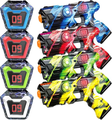 Laser Tag Lasertag Set Spielzeug Pistole für Kinder und Erwachsene 4er-Set Multifunktion Laser Tag Sets mit Sprühfunktion und LED-Bildschirm Spaß Spielzeug Geschenk für Kinder 8-12+ Jungen Mädchen