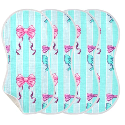 xigua Blue Bows Baby Burp Cloths for Newborn Boys and Girls 1 Pack, Soft & Absorbent Cotton Baby Burp Cloth, Baby Washcloths, Newborn Towel, Burp Rags3