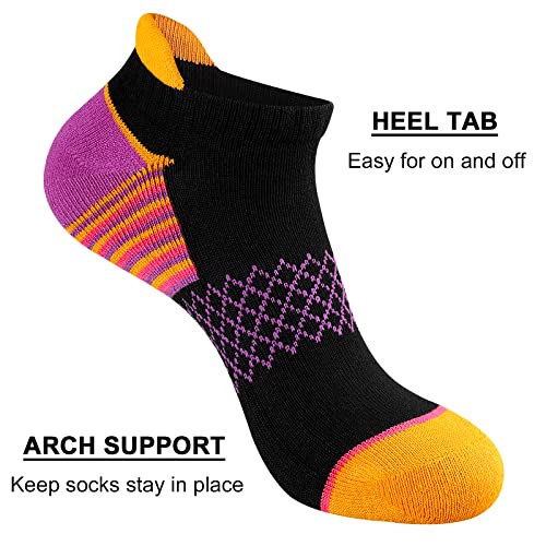eallco Womens Ankle Socks Athletic Running Socks Sport Cushioned Socks With Tab 6 Pairs2